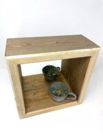 Reclaimed Pine Cube Mirror Shelf — close-up