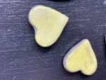 Pastel Yellow Ceramic Heart Magnets — Set of 6 — top view