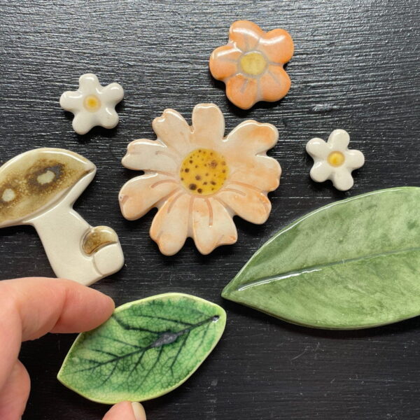 Peach Flower & Mushroom Magnet Set of 7