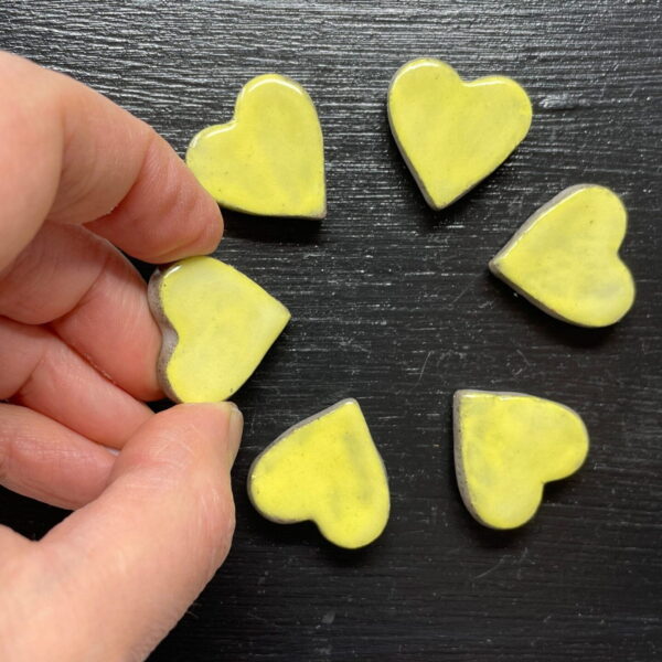 Pastel Yellow Ceramic Heart Magnets — Set of 6
