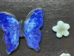 Cobalt Butterfly Magnet Set — Blue, Orange & White Flowers — side view