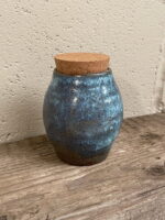 Blue & Brown Aged Coil Pot with Cork Lid