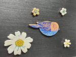 Ceramic Bird & Flowers Magnet Set — side view