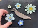 Ceramic Slug & Blue Flowers Magnet Set