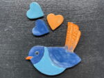 Bird & Three Hearts Ceramic Magnet Set — styling detail
