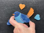 Bird & Three Hearts Ceramic Magnet Set — back view