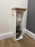 Wooden Toilet Roll Holder — Light Colours — scale view