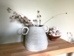 Light Blue Coiled Stoneware Vase — Wide Base