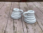 White Ceramic Coiled Candlestick Holder — detail view