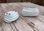 White Coiled Soap Dish & Toothbrush Holder Set — detail view