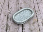 Grey Speckled Ceramic Soap Dish — side view