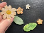 Orange Leaf & Flower Ceramic Magnet Set — close-up