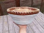 Large White & Copper Coiled Bowl with Hemp Rim