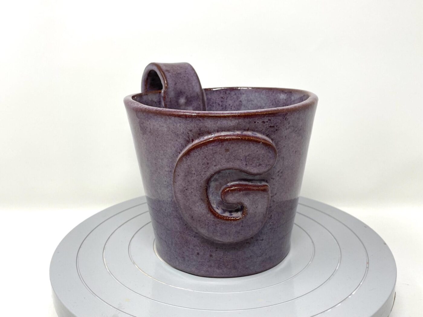 XL Ceramic Mug — "G" Initial, Merlot Purple