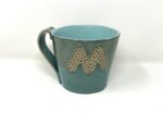 XL Ceramic Mug — "M" Initial, Green & Light Blue — alternate angle