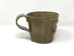 XL Ceramic Mug — "S" Initial, Light Brown — scale view