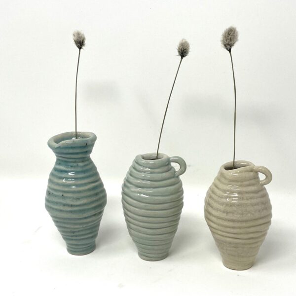 Coiled Mini Vase Trio (Bone, Blue, Teal)