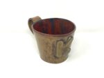 XL Ceramic Mug — "K" Initial, Light Brown & Red — top view