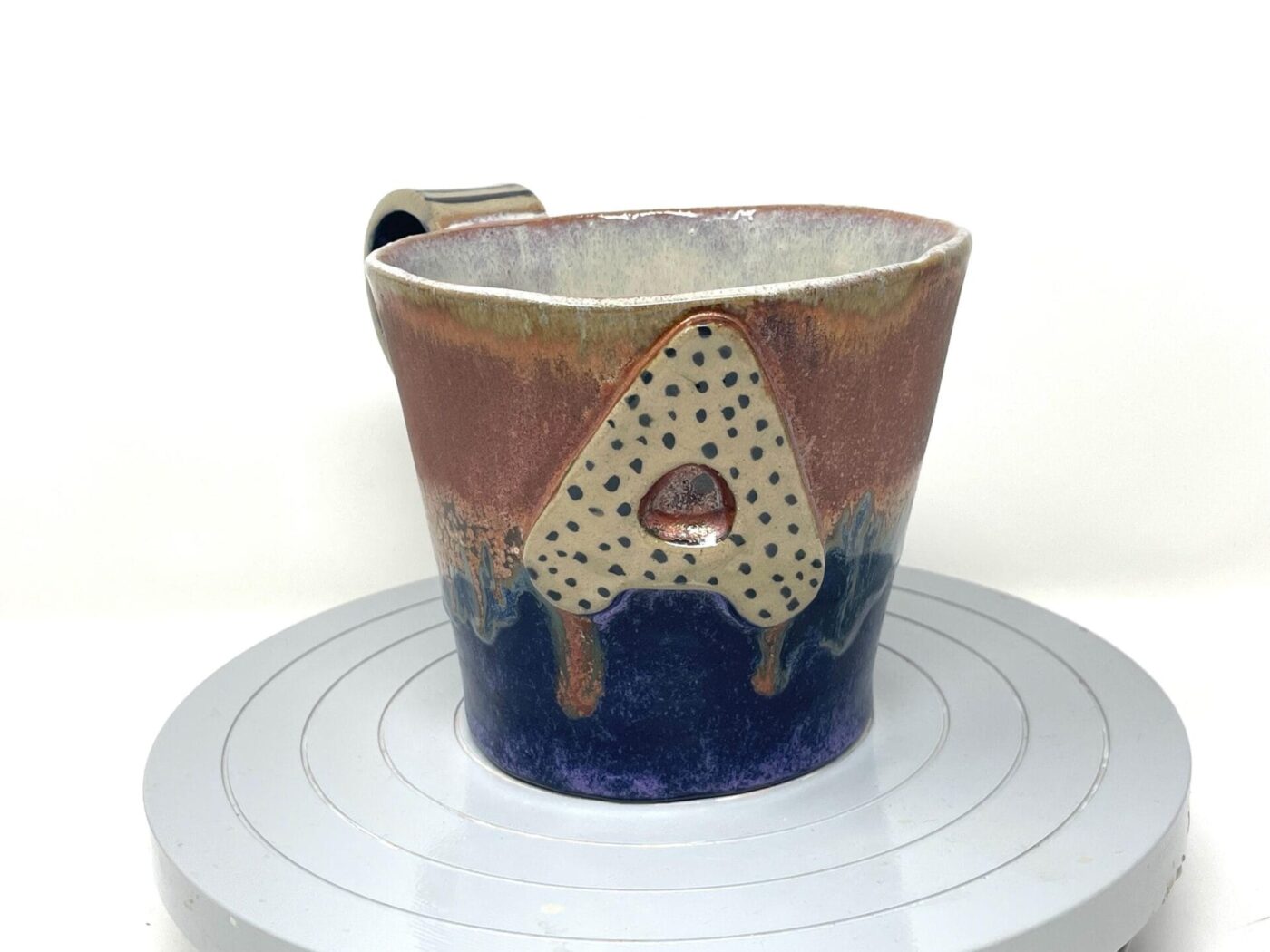 XL Ceramic Mug — "A" Initial, Purple Crystal & Copper