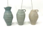 Coiled Mini Vase Trio (Bone, Blue, Teal) — detail view