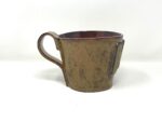 XL Ceramic Mug — "K" Initial, Light Brown & Red — close-up