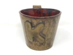 XL Ceramic Mug — "K" Initial, Light Brown & Red — styling detail