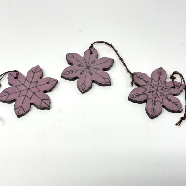 Mauve Terracotta Christmas Pendant Set of 3