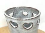 Terracotta Heart Bathroom Set (Dish + Toothbrush Holder) — in use