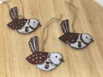 Hanging Ceramic Bird — Terracotta & White Glaze (Hearts) — alternate angle
