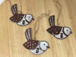 Hanging Ceramic Bird — Terracotta & White Glaze (Hearts) — back view