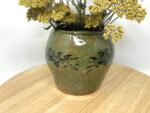 Speckled Yellow Coiled Vase with Crackle Glaze — alternate angle
