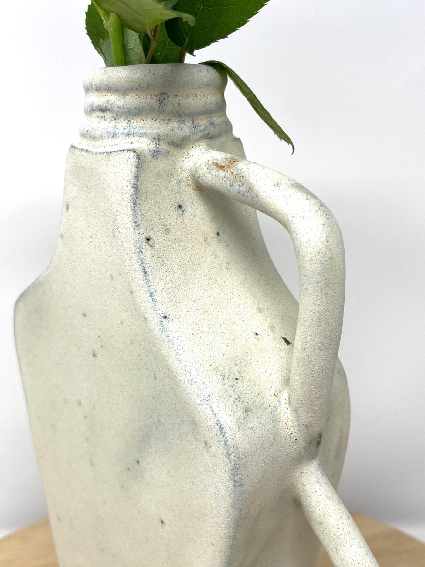 White Single Flower Vase, Slab-Built Terracotta — in use
