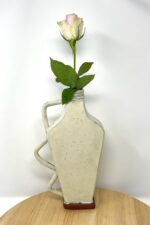 White Single Flower Vase, Slab-Built Terracotta — side view