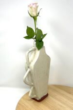 White Single Flower Vase, Slab-Built Terracotta — alternate angle