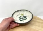 Sgraffito Flower Terracotta Plate — Green & Blue — close-up
