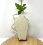 White Single Flower Vase, Slab-Built Terracotta