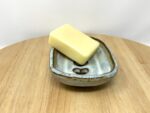 Blue Glazed Heart Soap Dish, Terracotta — side view