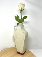 White Single Flower Vase, Slab-Built Terracotta — top view