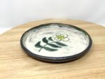 Sgraffito Flower Terracotta Plate — Green & Blue — back view