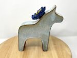 Dala Horse Vase with Ceramic Flower Crown — close-up