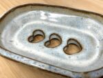 Blue Glazed Heart Soap Dish, Terracotta — styling detail