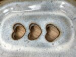 Blue Glazed Heart Soap Dish, Terracotta — scale view