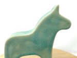 Turquoise Crackle-Glazed Swedish Dala Horse — top view