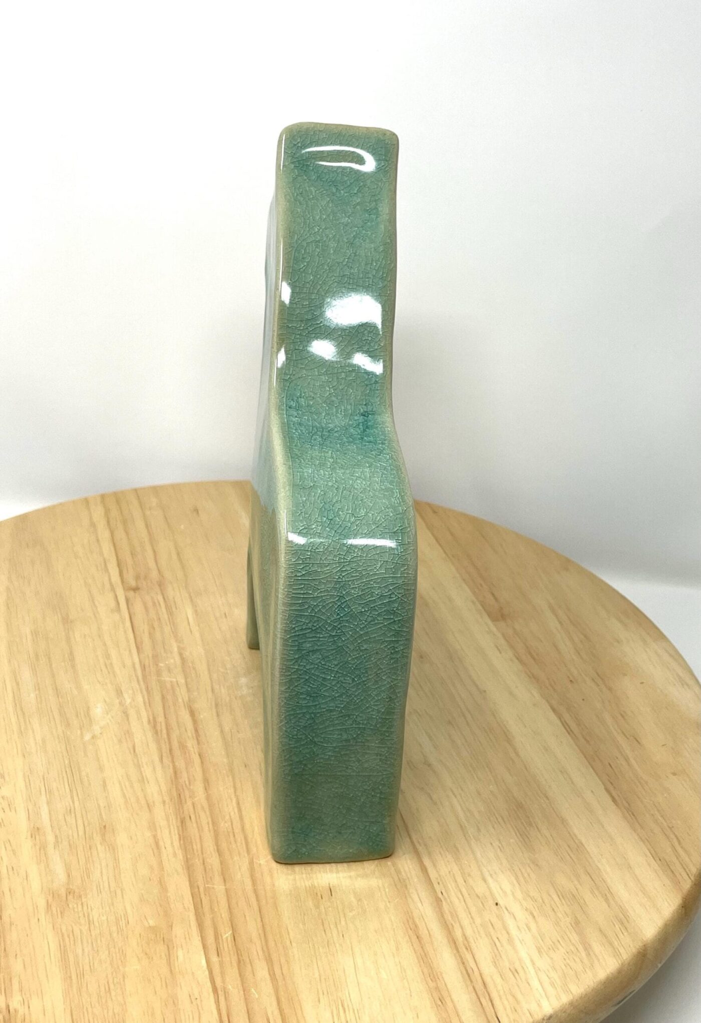 Turquoise Crackle-Glazed Swedish Dala Horse — close-up