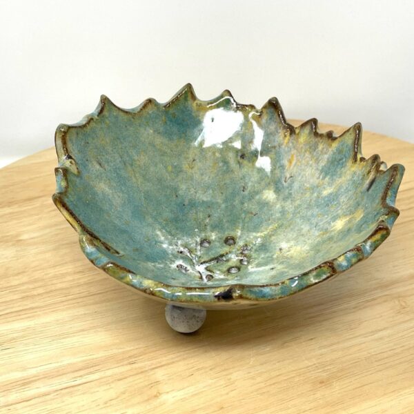 Pressed Leaf Soap Dish (Teal Crackle)