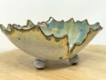 Pressed Leaf Soap Dish (Teal Crackle) — back view