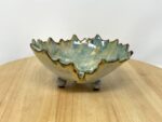 Pressed Leaf Soap Dish (Teal Crackle) — close-up