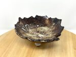 Pressed Leaf Soap Dish (White & Brown) — scale view