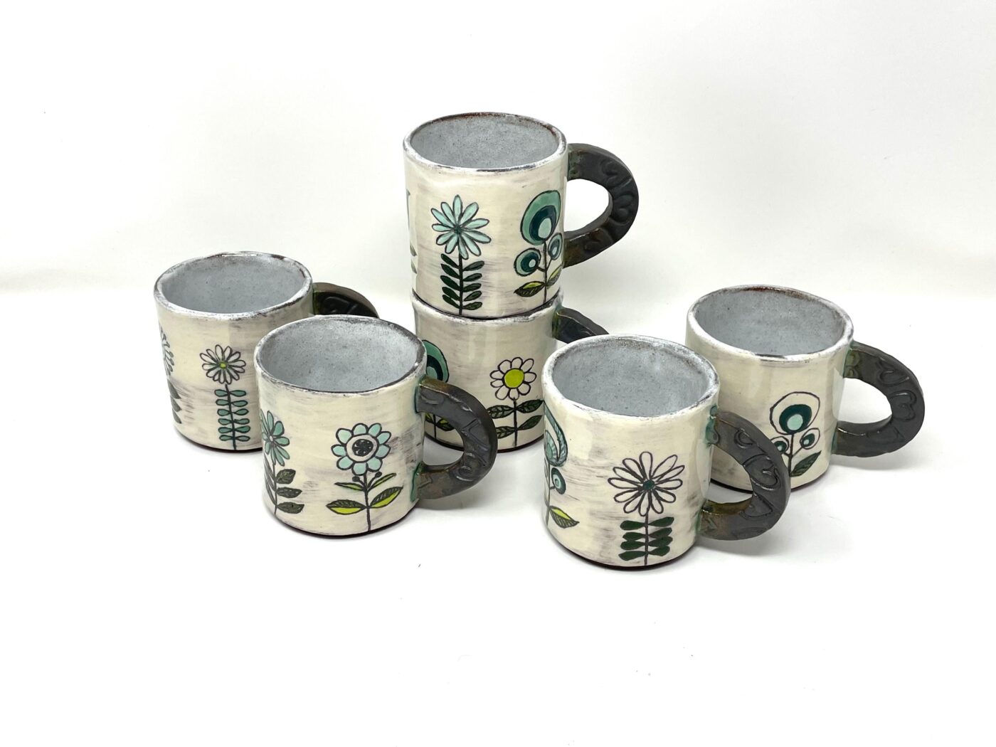Handmade Ceramic Mug – Rustic Terracotta Stoneware, Sgraffito Folk Flower Design (16 of 16) -- Fabode Ceramics