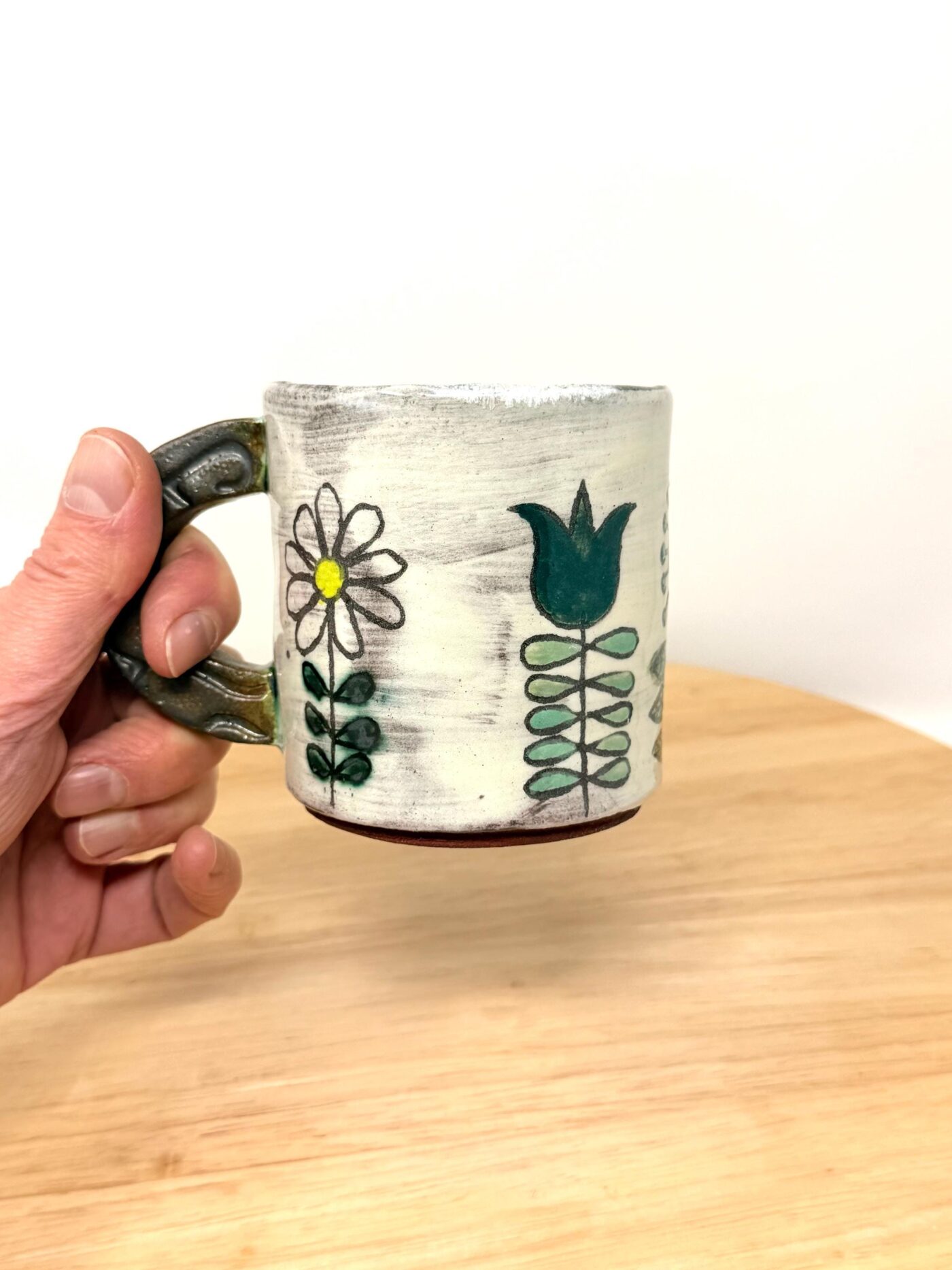 il_fullxfull.7978046787_6ewj.jpg Handmade Ceramic Mug – Rustic Terracotta Stoneware, Sgraffito Folk Flower Design (1 of 16) -- Fabode Ceramics